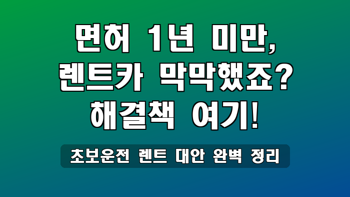 초보운전 렌트 대안 완벽 정리