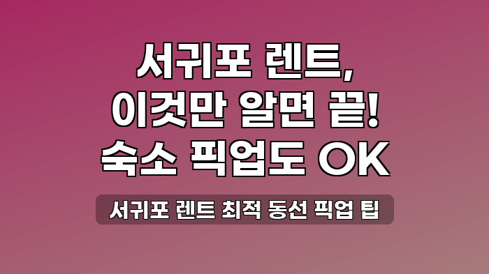 서귀포 렌트 최적 동선 픽업