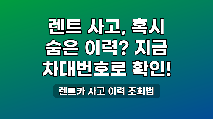 렌트카 사고 이력 조회법