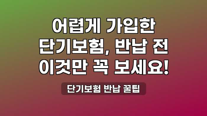 단기보험 반납 꿀팁