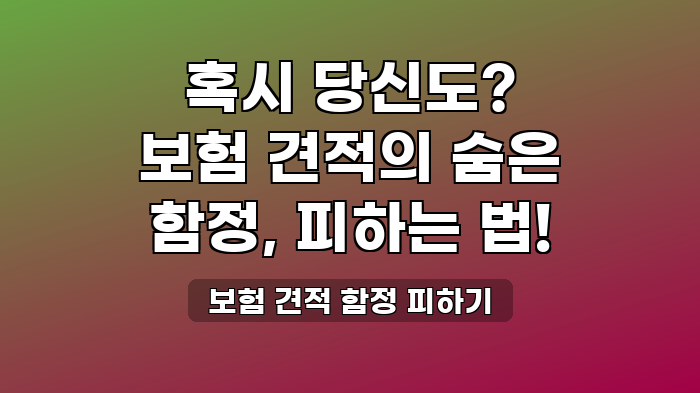 보험 견적 함정 피하기
